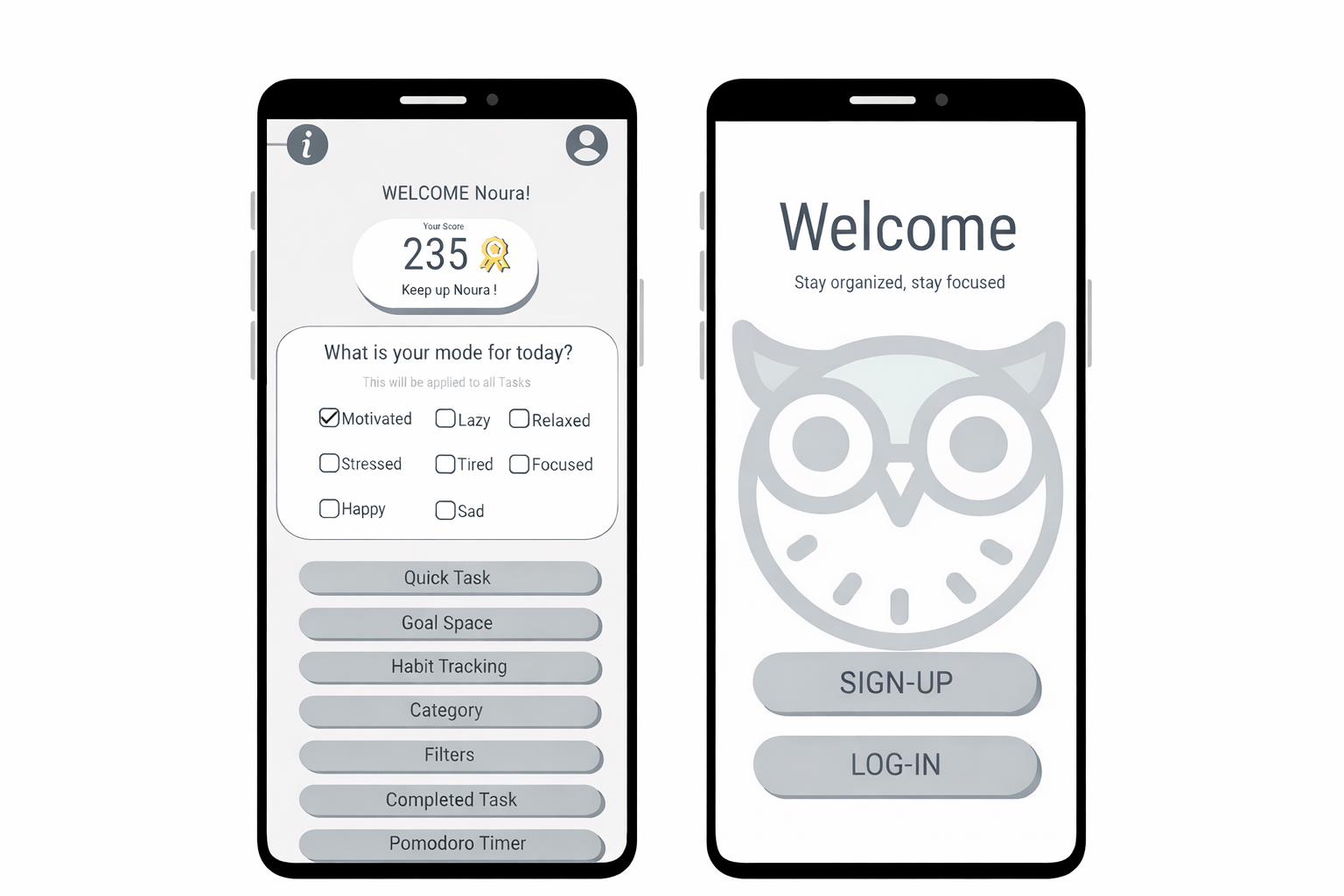 Owganize interface